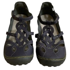 JBU By Jambu Sydney Blue Mary Jane Sandals Size 7.5 Faux Leather Memory Foam